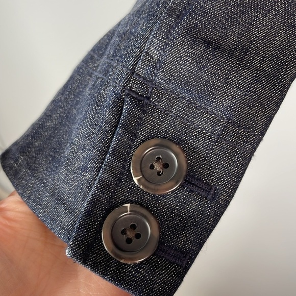 L.L. BEAN 3 Button Single Breasted Denim Blazer Blue Dark Wash Lined 6 Regular - Picture 5 of 12